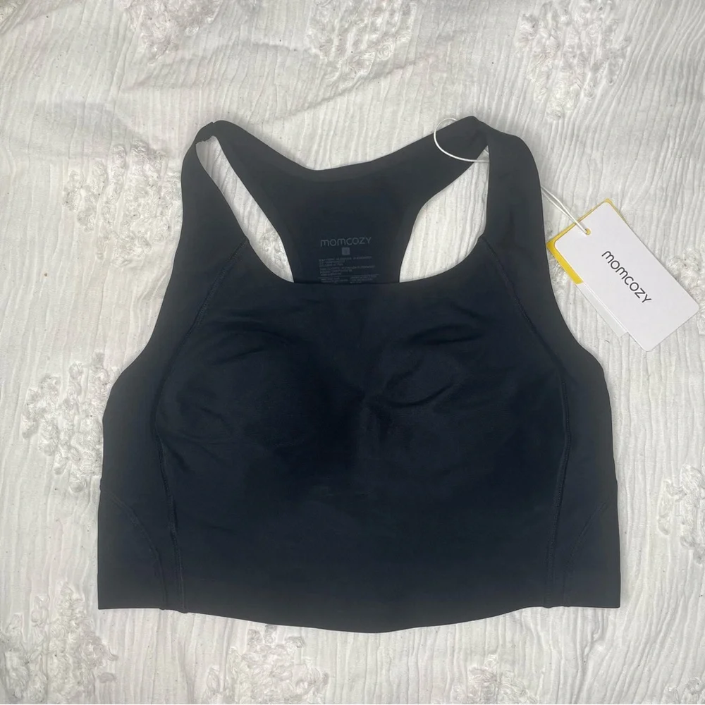 Momcozy Halter Back‎ Sports Bra NWT Size Small Black Pullover Padded Exercise
